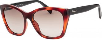Ferragamo Womens SF957S-214 SF957S 56 214 Fashion Sunglasses - Brown - One Size