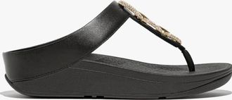 FitFlop Womens FitFlop FINO CRYSTAL-CHAIN Womens Toe Post Sandals Black - Size: 4