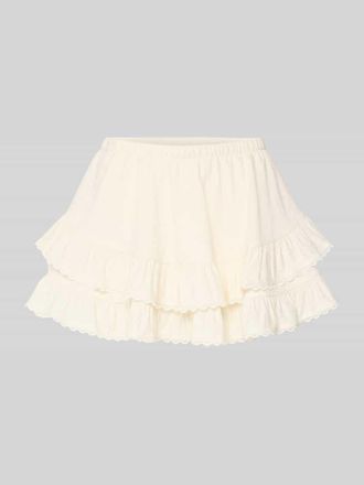 Gina Tricot Minirock aus Viskose-Mix mit Volantsaum Modell Frill in Beige, Gr&ouml;&szlig;e XL