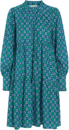 Kudibal Copenhagen Legacy Leaf Ballonmouw Mini Jurk - Dames - Zomerkleedjes - Groen - S - Kleedjes