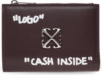 Off-white Leren Portemonnee - Dames - Accessoires - Rood - Maat: ONE Size Leer