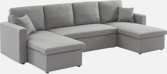 Sweeek Sweeek - Sof&aacute; Cama Panor&aacute;mico De 4 Plazas En Tela, Urban, Gris Claro, 281x142x86 Cm