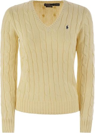 Polo Ralph Lauren Plaited Cotton V-Neck Sweater