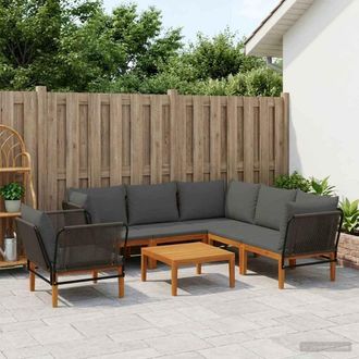 vidaXL Vidaxl 7 Pz Legno Massiccio Di Acacia E Corda Naturale