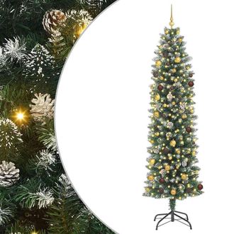 vidaXL &Aacute;rbol Navide&ntilde;o Artificial Delgado Verde Y Blanco 240 Cm Vidaxl