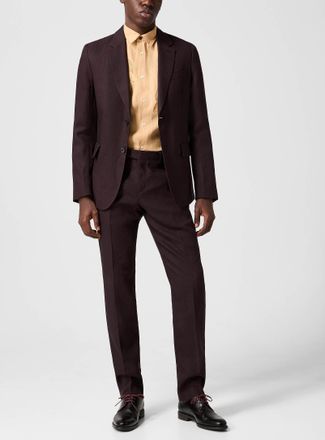 Paul Smith Mens Plum-coloured pure linen fitted pant