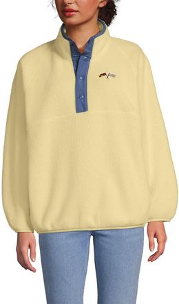 Lands End Unisex Snap Neck Fleece Pullover in Pale Yellow at Nordstrom, Size Xx-Large