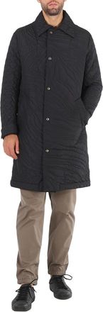Roberto Cavalli Mens Black Animalier Quilted Lightweight Raincoat, Brand Size 52 ( US Size 42 )