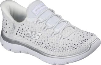Skechers Summits Brilliant Shine Textiel Dames Witte/Zilveren Sneakers