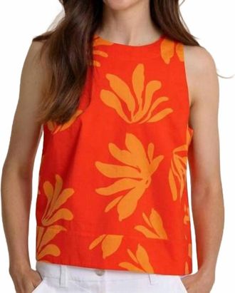 Southern Tide Simone Leafy Luxe Printed Tank In Poppy Red
