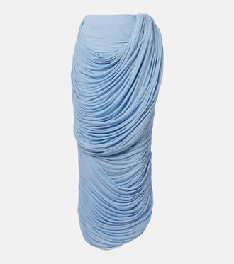Magda Butrym Draped ruched jersey midi skirt