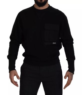 Dolce & Gabbana Mens Black Cotton Crewneck Sweatshirt Sweater Polyester Clothing