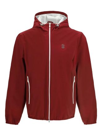 Brunello Cucinelli hooded zip-up jacket - men - Polyamide/Down - L - Red
