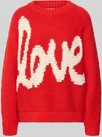 Comma Strickpullover mit Rundhalsausschnitt in Rot, Gr&ouml;&szlig;e XL