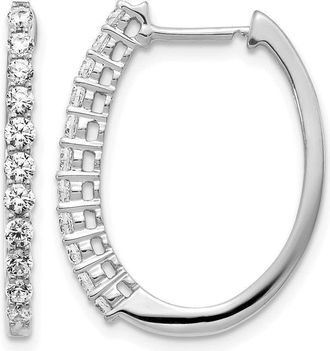 Diamond2Deal 14k White Gold 3/4 Ct Round Lab Grown Diamond Hoop Earrings