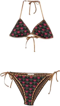 Anjuna Badmode, Dames, Veelkleurig, L, Driepuntsbikini met palmt print