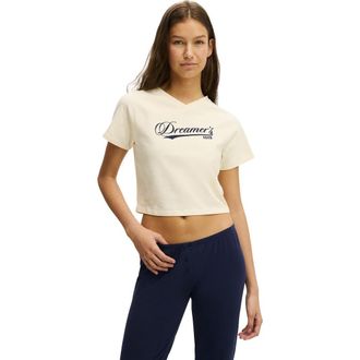 Cotton On Womens Dreamy Soft V Neck Baby Tee in Coconut Milk Dreamers at Nordstrom, Size X-Small