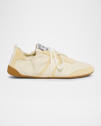 Chlo&eacute; Kick Mixed Leather Low-Top Sneakers