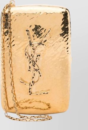Saint Laurent rectangular gold hammered clutch bag
