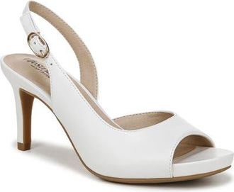 Life Stride Teller Slingback Peep Toe Pump - Wide Width Available in White at Nordstrom, Size 8.5
