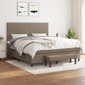 vidaXL Cama Box Spring Con Colch&oacute;n Tela Gris Taupe 180x200 Cm Vidaxl