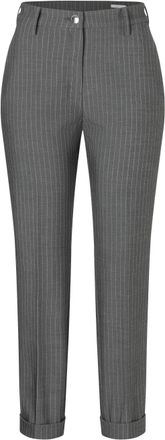 MAC Broeken Chinohose MAC CHINO turn up, Damen, Gr. 40, N-Gr, grau (anthrazit stripes), Web, Obermaterial: 66% Polyester, 28% Viskose, 6% Elasthan, gerade, unten 