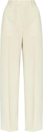 Theory Off-White Plooibroek - Dames - Straight fit broeken - Beige - 3XS - Broeken