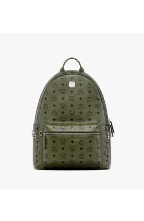 MCM Stark Side Studs Backpack in Visetos in Khaki Moss at Nordstrom