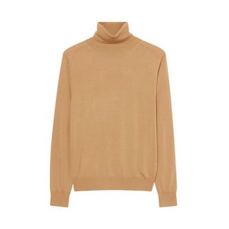 Brooks Brothers Merinowol Coltrui - Dames - Coltruien - Bruin - M - Wol - Truien & Vesten