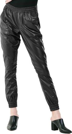 Dear John Denim Jacey Faux Leather Jogger Pants In Black