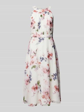 Christian Berg Cocktail Cocktailkleid mit floralem Muster in Ecru, Größe 48