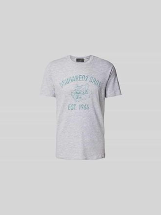 Dsquared2 T-Shirt mit Label-Print in Hellgrau Melange, Gr&ouml;&szlig;e XXL