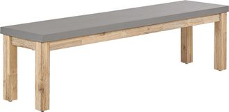 Beliani Banco De Jard&iacute;n Tablero De Cemento Reforzado Con Base De Madera Gris 3 Plazas 180 X 90 Cm Para Exteriores Muebles Industriales Modernos Para Patio Ost