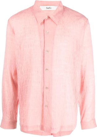Séfr textured cotton-blend shirt - men - Cotton/Silk - S - Pink