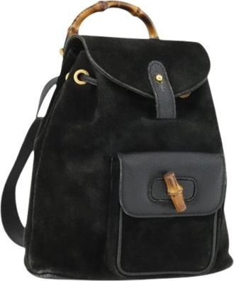 Gucci Pre-owned Backpacks, female, Black, Size: ONE SIZE Pre-owned Vintage Suede Backpack