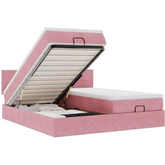vidaXL Estructura De Cama Otomana Colchones Terciopelo Rosa 180x200cm Vidaxl