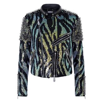 Philipp Plein Perfecto Jacket - Dames - Leren en Su&egrave;de Jassen - Veelkleurig - M - Leer - Jassen