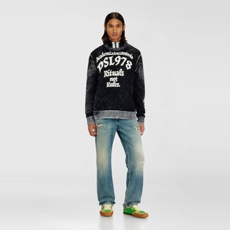 Diesel Treated cotton jumper with slogan - Knitwear - Man - Multicolor