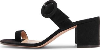 Generic Black,6.5 UK,Womens Flip-Flops Pumps Buckle Strap High Block Chunky Heels Slip-On Mule Backless Slip On Dress Slides Sandals for Casual