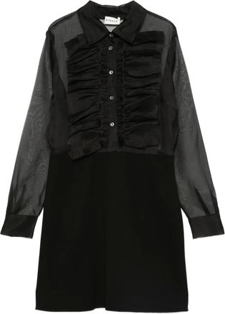 P.A.R.O.S.H. Abito con ruches e inserti semi trasparenti - Nero