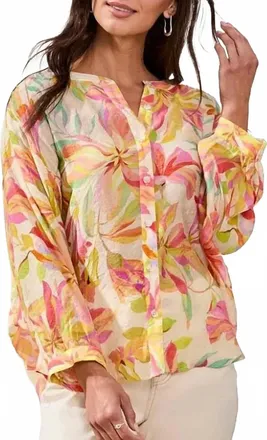 Tribal Flowy Dolman Sleeve Blouse In Yellow
