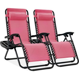 Best Choice Products Set of 2 Zero Gravity Lounge Chair Recliners for Patio, Pool w/ Cup Holder Tray