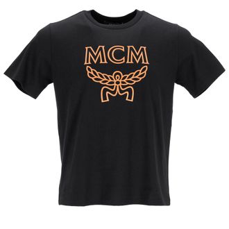 MCM Mens Logo T-Shirt - Black Cotton - Size Medium