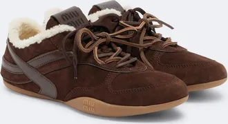Miu Miu Gymnasium leather-trimmed suede sneakers