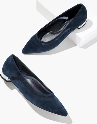 Talbots Portia Mesh Suede Flats - Blue - 10 1/2 M Talbots