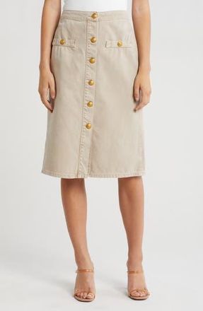 L'agence Landry Button Front Midi Skirt in Biscuit at Nordstrom Rack, Size 33