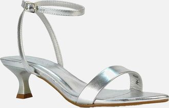 XY London Womens XY London Womens/Ladies Antonia Metallic Strappy Low Kitten Heel Sandals - Silver - Size: 4
