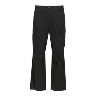 Maison Margiela Wide Trousers, male, Black, Size: M Embroidered Logo Cargo Pants