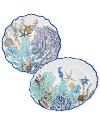 Certified International Blue Lagoon Melamine 2pc Platter Set