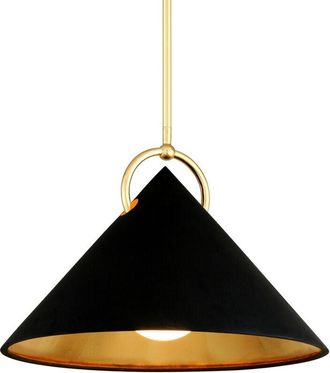 Hudson Valley Lighting Charm 1 L&aacute;mpara Colgante Pan De Oro Y Negro, Vidrio